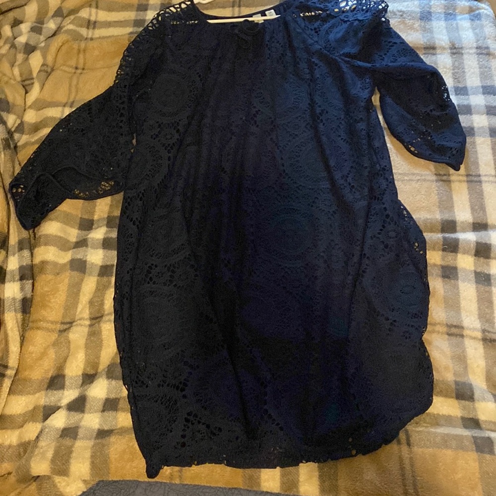 Navy blue knee high dress,1/2 sleeves